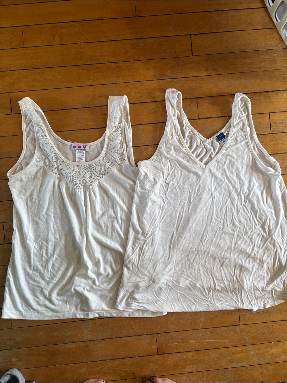 Trixxi Women's White Lace Yoke & White Old Navy Tank Top